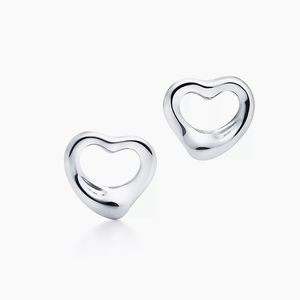 Tiffany & Co Elsa Peretti Large Open Heart Stud. Earrings box, bag, and pouch.